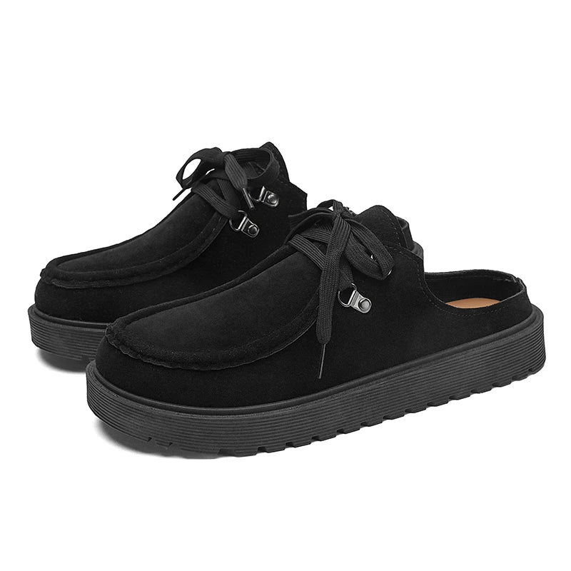 Boken Shoes Men'S Summer New Versatile Men'S Shoes Casual Flat Shoes anti Slip Odor Proof Toe Cap Half Drag One Foot Lazy Shoes