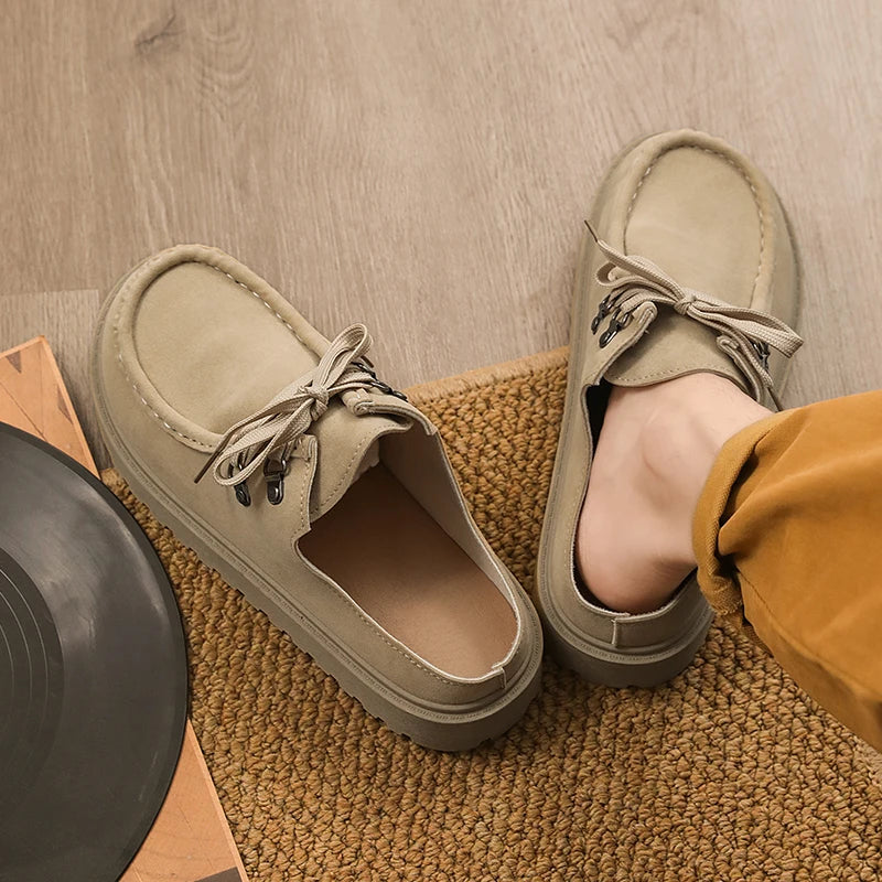 Boken Shoes Men'S Summer New Versatile Men'S Shoes Casual Flat Shoes anti Slip Odor Proof Toe Cap Half Drag One Foot Lazy Shoes