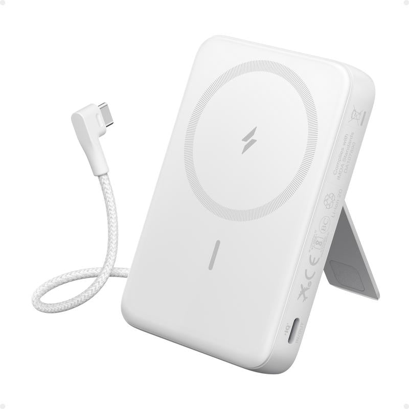 Anker Zolo Magnetic Power Bank, 10,000Mah Wireless Battery Pack with 30W Fast Charging, Built-In USB-C Cable and Adjustable Stand