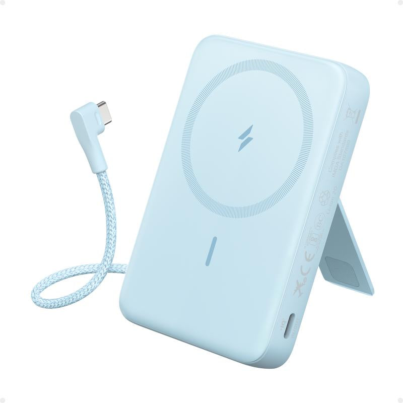 Anker Zolo Magnetic Power Bank, 10,000Mah Wireless Battery Pack with 30W Fast Charging, Built-In USB-C Cable and Adjustable Stand