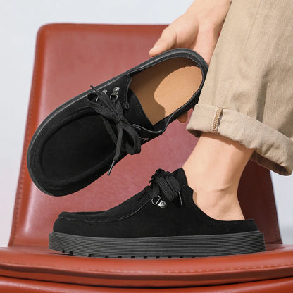 Boken Shoes Men'S Summer New Versatile Men'S Shoes Casual Flat Shoes anti Slip Odor Proof Toe Cap Half Drag One Foot Lazy Shoes