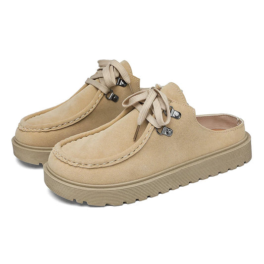 Boken Shoes Men'S Summer New Versatile Men'S Shoes Casual Flat Shoes anti Slip Odor Proof Toe Cap Half Drag One Foot Lazy Shoes