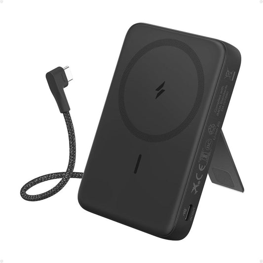 Anker Zolo Magnetic Power Bank, 10,000Mah Wireless Battery Pack with 30W Fast Charging, Built-In USB-C Cable and Adjustable Stand